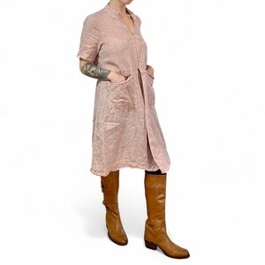 Marisa & Marie Blush Pink Linen Cottagecore Shirt Dress – Made in Italy - Medium